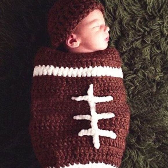 🎉HP x2 🎉Crotchet Newborn Football Cocoon 🏈 - Picture 1 of 5